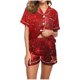 thumbnail image 1 of Blusas para Mujeres Casual Cuello en V Impresión de Manga Corta Blusa Y Pantalones Cortos Dos Piezas Pantalones Conjunto, 1 of 1