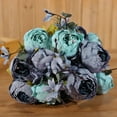 thumbnail image 4 of Ramo de flores de seda de peonía artificial vintage, decoración de boda para el hogar (nuevo azul oscuro) brillar Juguete, 4 of 4