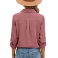 thumbnail image 5 of Tauxra Linen-Look Tunic Blouse for Women, Lapel Long Sleeve Loose Fit Button Down Shirt for Spring and Summer, 5 of 7