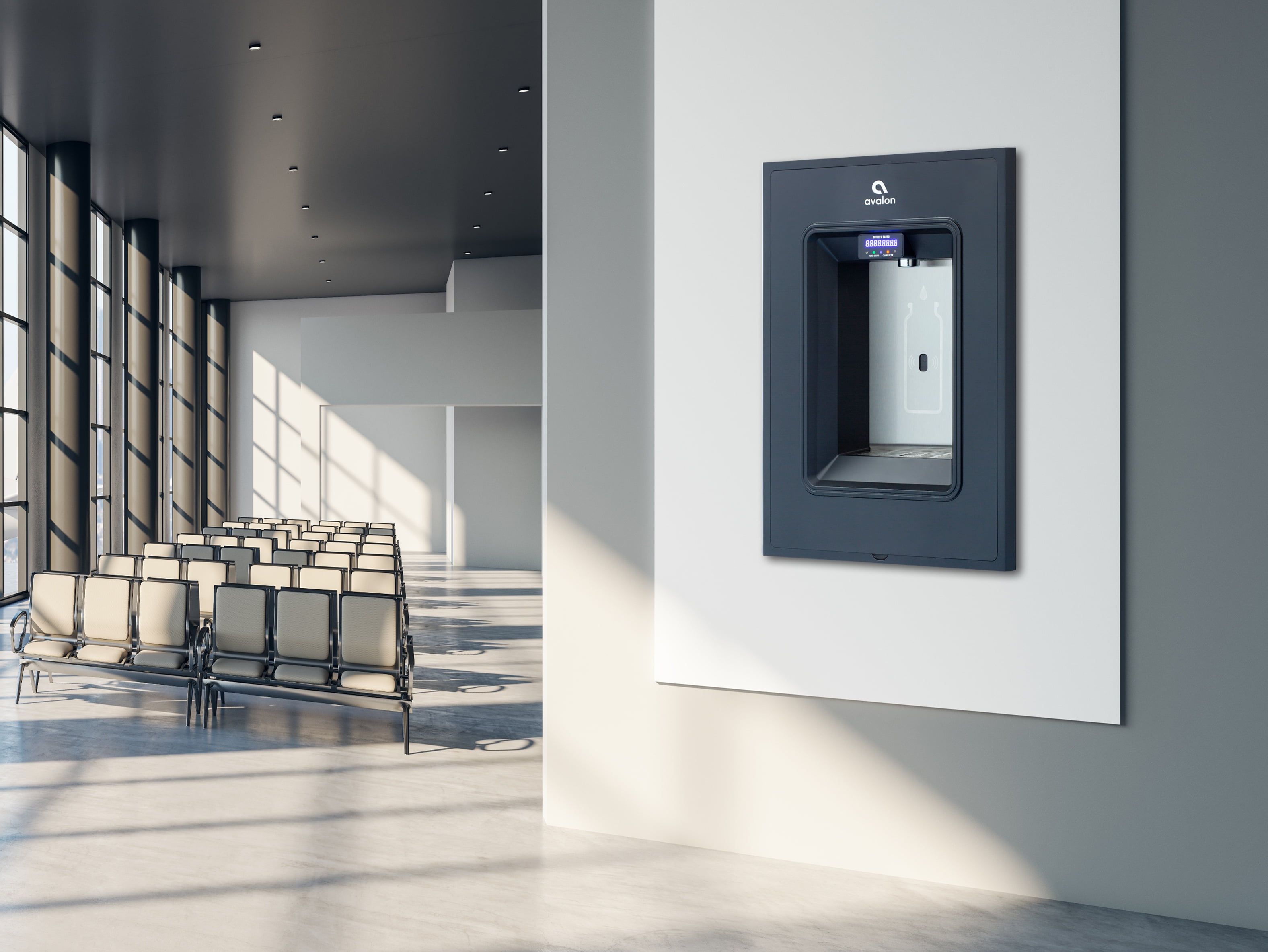 Avalon In-Wall Bottle Filler, Sensor Dispensing, Self Cleaning, Digital Bottle Counter Display, Dual Filtration, Wifi Enabled, UL Listed