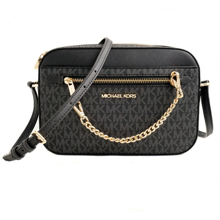 Michael Kors Women's Large Leather Crossbody Bag, Black, Gold