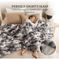 thumbnail image 2 of Cozy Faux Fur Throw Blanket for Couch-Warm Fuzzy Throw Blanket, Soft Plush Thick Bubble Blankets for Bedroom and Living Room, Furry Luxury Blanket, 50 x 60,Tie-Dye Grey, 2 of 7
