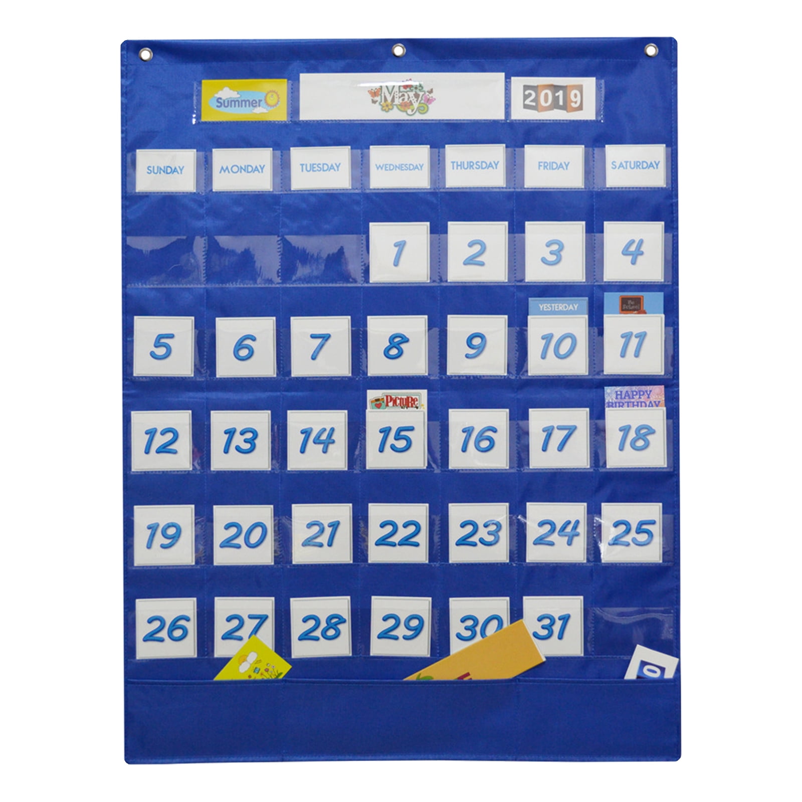 1 Set Preschool Calendar Pocket Chart Day Week Monthly Hanging Children ...