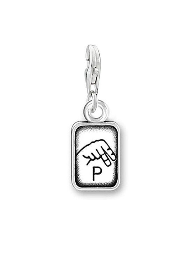 Sign Language Charm Pendant for Bracelets or Necklaces "P"
