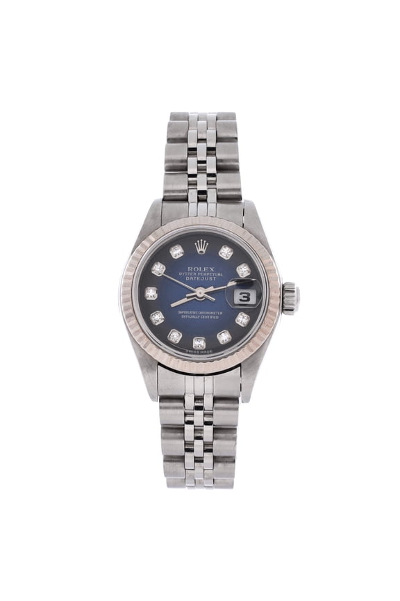Pre-Owned Oyster Perpetual Datejust Automatic Watch Stainless Steel and White Gold with Diamond Markers 26 By Rebag