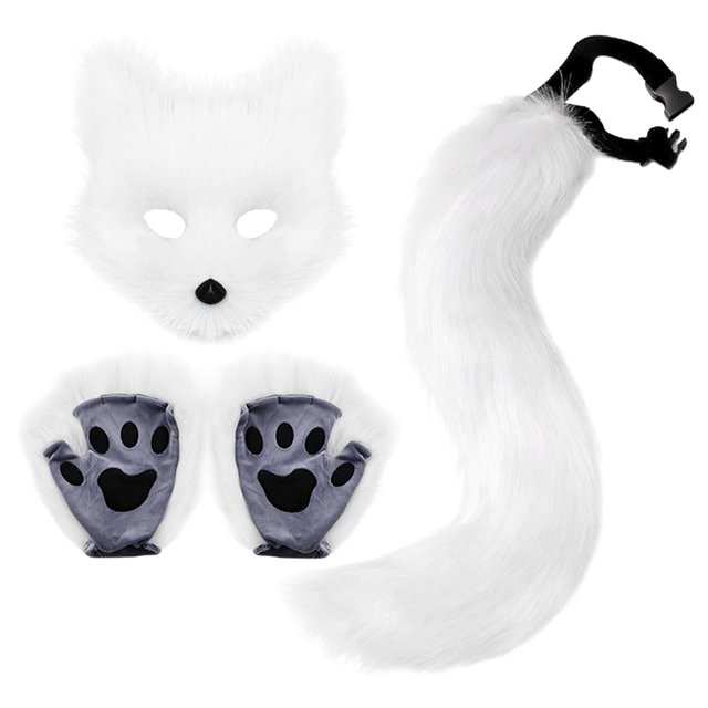 Ensemble d'Halloween Réaliste avec Gants et Queue en Fourrure pour Fêtes et Événements