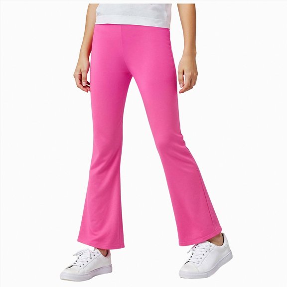 Yindaity Legging for Girls Girl's Flare Leggings High Waisted Yoga Pants Dance Casual Pants Activewear Kids(Hot Pink,13-14 Years)