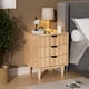 thumbnail image 2 of VERDALAY Mesita de noche, mesita con 3 cajones y patas de madera maciza resistentes, mesita auxiliar de madera con tiradores metálicos para dormitorio infantil, salón, dormitorio, pasillo, muebles, 2 of 9