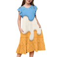 thumbnail image 1 of Girls Graduation Dress Fly Sleeve Prints Holiday Party Performance Dance Party Dresses Robe Bebe Fille Light Blue 8 Years-9 Years, 1 of 4