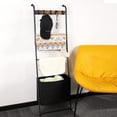 thumbnail image 5 of 4 Tier Blanket Ladder Shelf with Storage Basket Wall-Leaning Blanket Holder Rack, 5 of 7