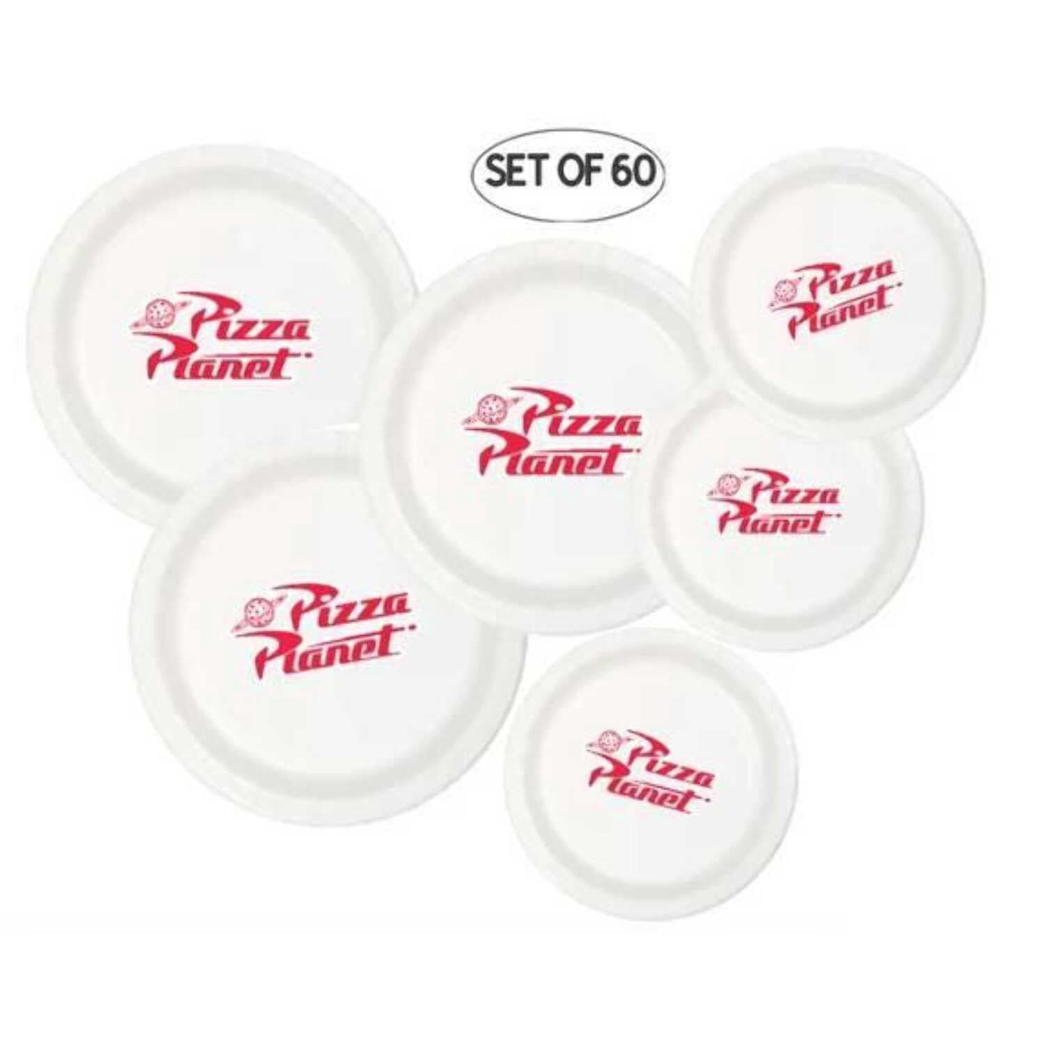 Pizza Planet Paper Plates Set of 60, 9-inch Dinner Plates and 7-inch Dessert