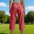 thumbnail image 5 of Dwellite Womens Wide Leg Cargo Pants Summer Hiking Capris Lightweight Ladies Casual Pant Travel with Pockets Red S, 5 of 5