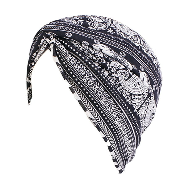 Gorros De Quimio De Algodón Suave Estirar El Pañuelo En La Cabeza Sombrero Bandana Turbante Para La Pérdida De Cabello Negro SM SunniMix Sombrero Turbante Étnico