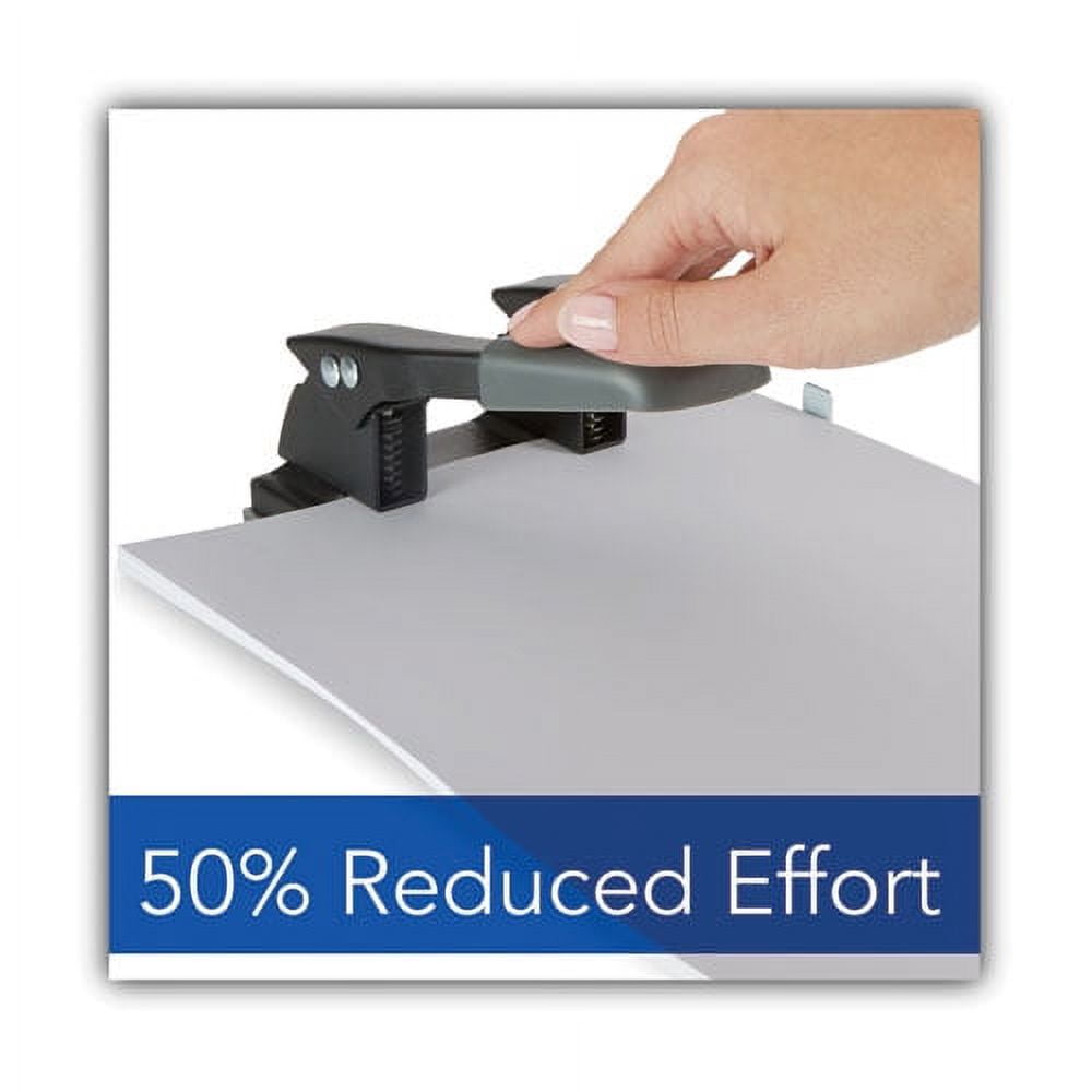28-Sheet Comfort Handle Steel Two-Hole Punch, 1/4" Holes, Black/gray | Bundle of 5 Each