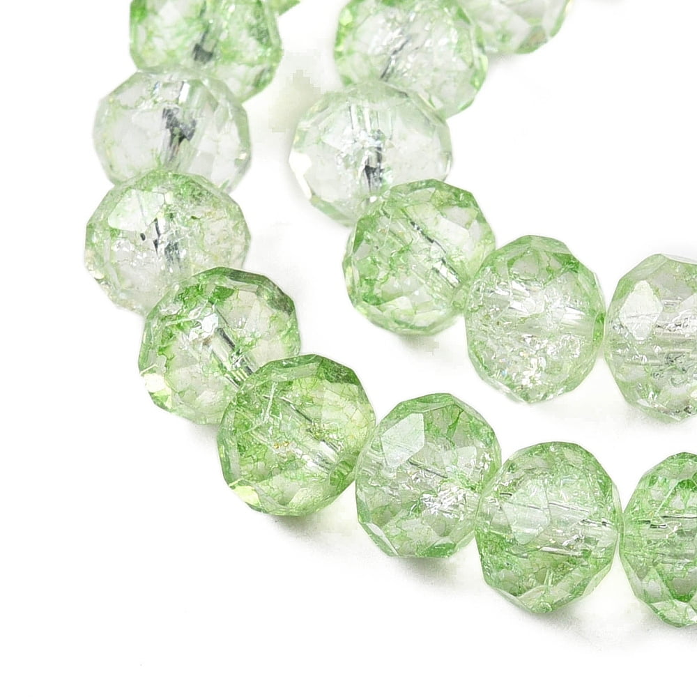 Transparent Glass Beads Strands Faceted(32 Facets) Rondelle Pale Green 6x5mm Hole: 1mm about 80~85pcs/strand 38~40cm