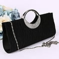 thumbnail image 3 of Porfeet Women Luxury Rhinestone Satin Pleated Evening Bag Party Clutch Purse Handbag,Black, 3 of 9