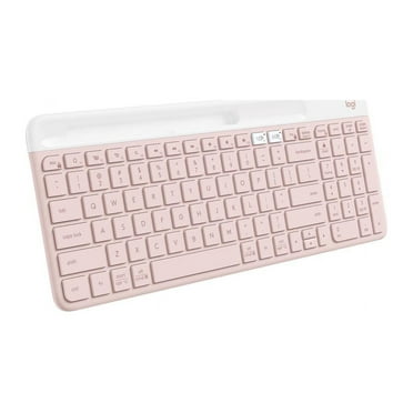 Logitech K585 Slim Multi-Device Wireless Keyboard - Wireless Connectivity - Bluetooth/RF - 2.40 GHz - Notebook, Smartphone - PC, Mac - AAA Battery Size Supported - Rose