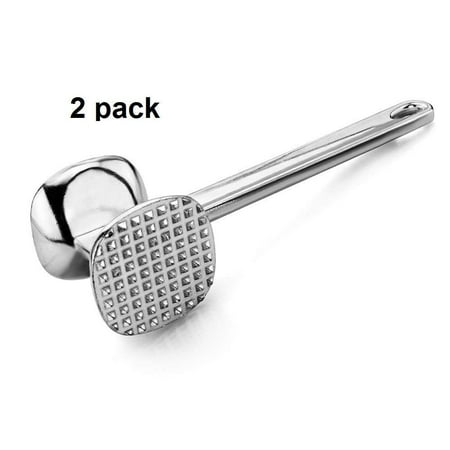 2 Pack Professional Meat Poultry Chicken Tool Tenderizer Hammer, Double Side Mallet Heavy Duty Cast Aluminum Large Heads-2.7'' Inches-Set of