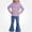 Purple, variant on Vornjynx Girls 2 Piece Outfit(2-7)Hooded Sweatshirt with Heart and Floral Print and Flared Pants Set Casual Clothing Set Pink Size 5T
