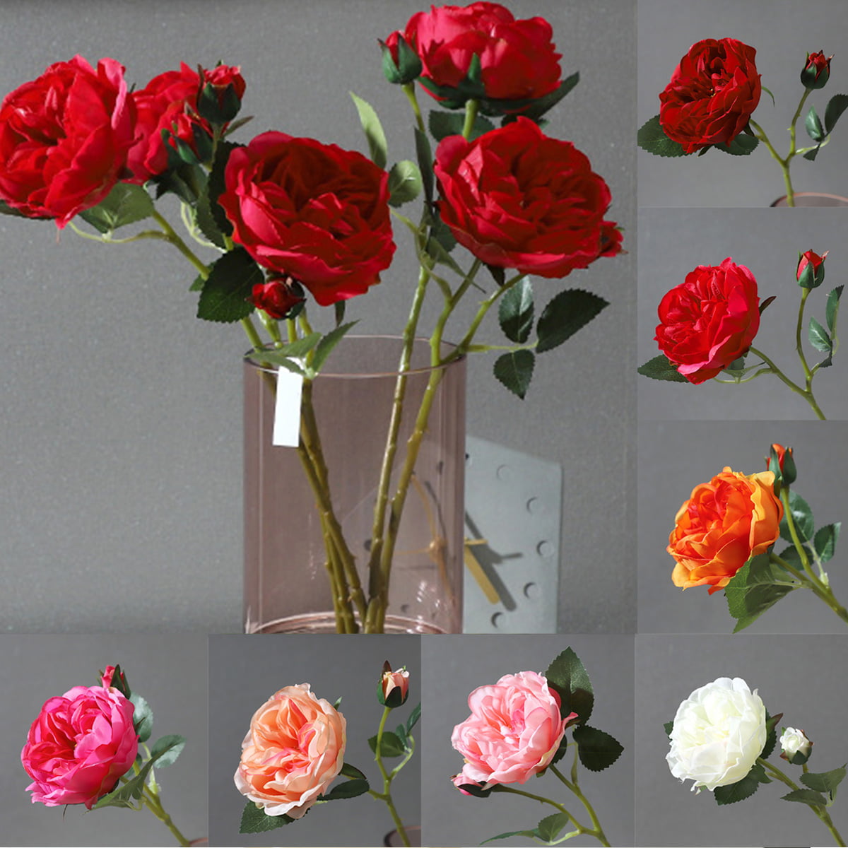 Mini Artificial 2Head Silk Fake Rose Flower Bridal Bunch Wedding Party DIY Decor 