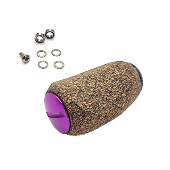 Splihome For Shimano For Daiwa Modified Baitcast Reel Handle Knob Soft Rubber Cork Wood purple