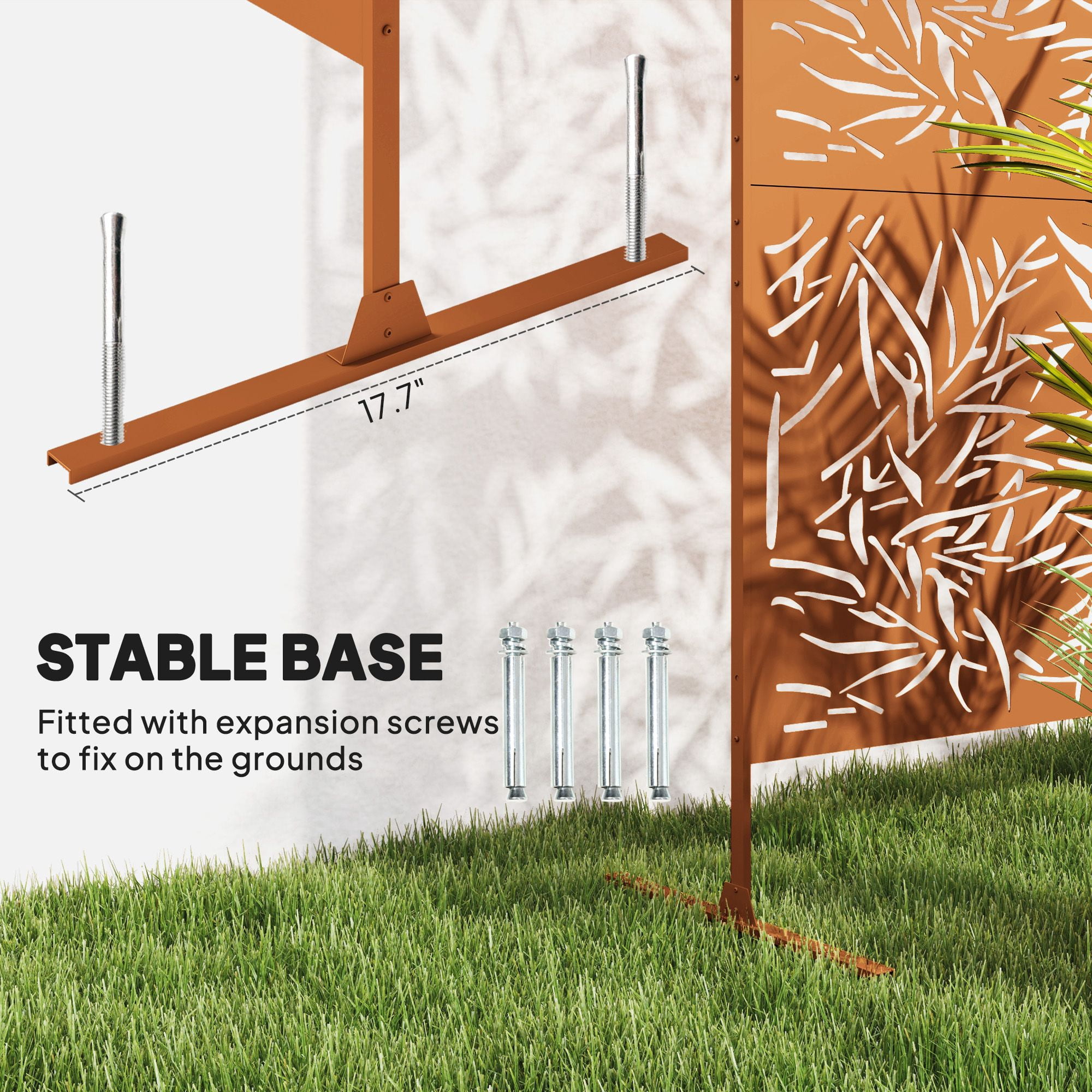 Alvantor Freestanding Metal Bamboo Brown Privacy Screen - Outdoor Decorative Divider