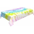 thumbnail image 3 of Tablecloth Rainbow Tie Dye Table Cloth Rectangle Table 60 x 84 Inch Distorted Watercolor Bright Pattern Vibrant Kitchen Decorations for Home Dinner Party, 3 of 6