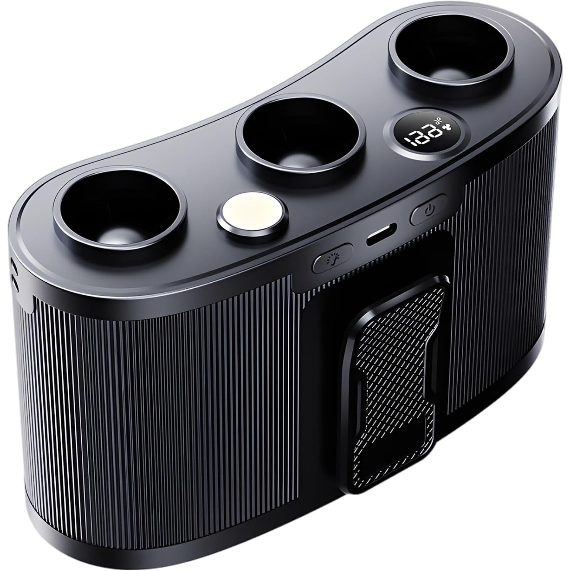 Wearable Waist Clip‑on Fan,9000mAh Rechargeable,5‑Speed,3 Air Outlets,LED Display,for Outdoor Work,Camping,Fishing（Black）