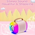 thumbnail image 4 of Mini Máquina de Karaoke para Niños y Adultos, Altavoz Bluetooth Portátil con 2 Micrófonos Inalámbricos y Luces LED de Colores, 4 of 5