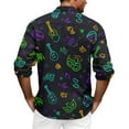 thumbnail image 4 of LNZGNM Mardi Gras Shirts for Men Lapel Mask Printed Button Down Shirts Big and Tall Long Sleeve T-Shirts Fashion Winter Tops,Black M, 4 of 6