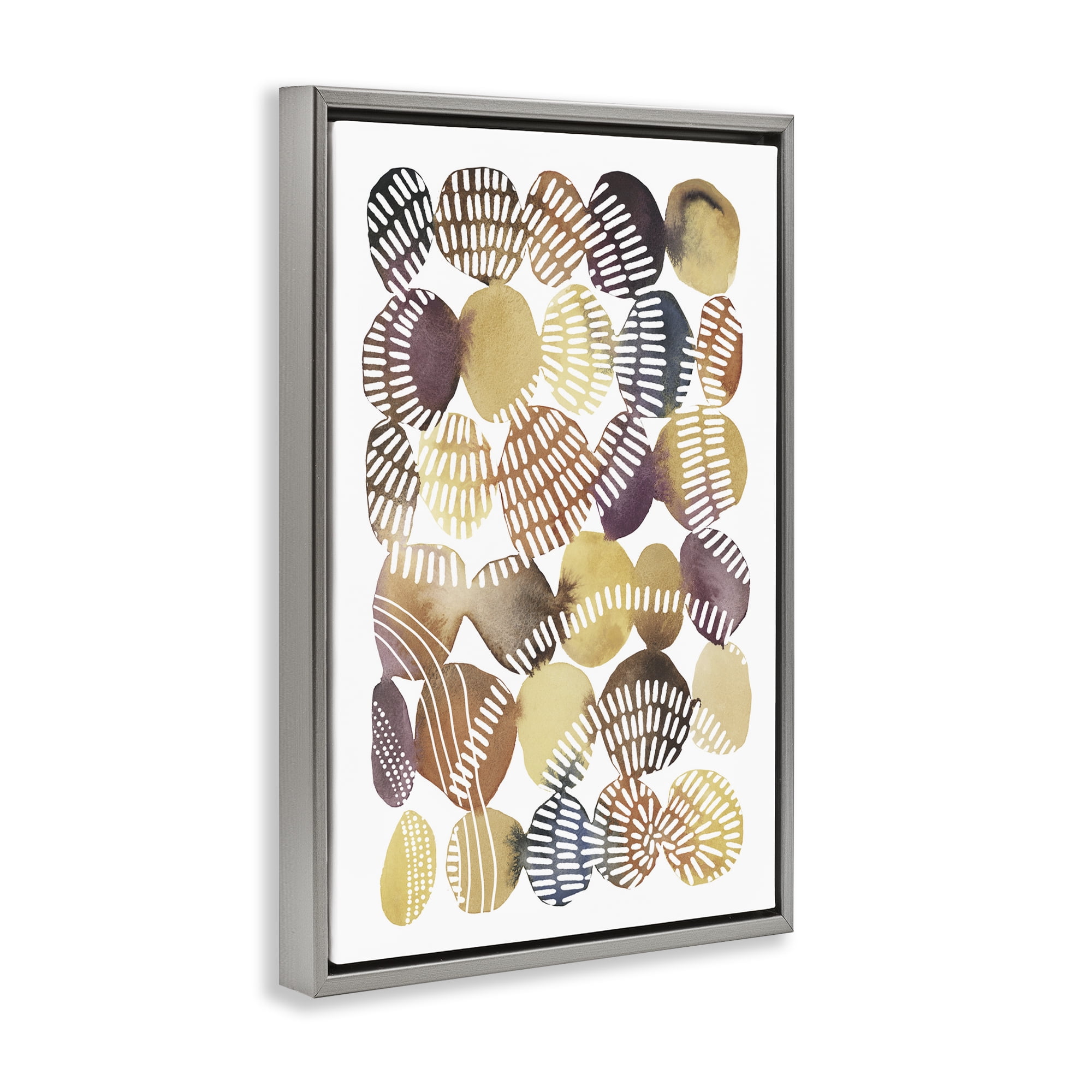 Stupell Industries Southwestern Patterned Pebbles Abstract Painting Gray Floater Framed Canvas Art Print Wall Art, 17 x 25