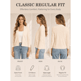 thumbnail image 2 of QUALFORT Women's 3/4 Sleeve Cropped Cardigan Sweater, Open Front Shrug, Beige, Size XXL, 2 of 7