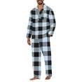 thumbnail image 4 of Men's Pajama Sets Long Sleeve Checked Lounge Wear Set Flannel Pyjamas Plaid Top and Bottoms 2 Piece Winter Cotton Nightwear White 3XL, 4 of 5