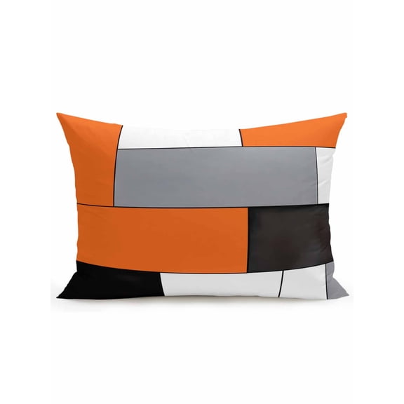 Waterproof Outdoor Throw Pillows with Inserts 12"x20", Burnt Orange Black Grey Soft Decorative Pillowcases for Couch Bedroom, Modern Irregular Geometric Abstract Pillow Covers for Sofa Living Room