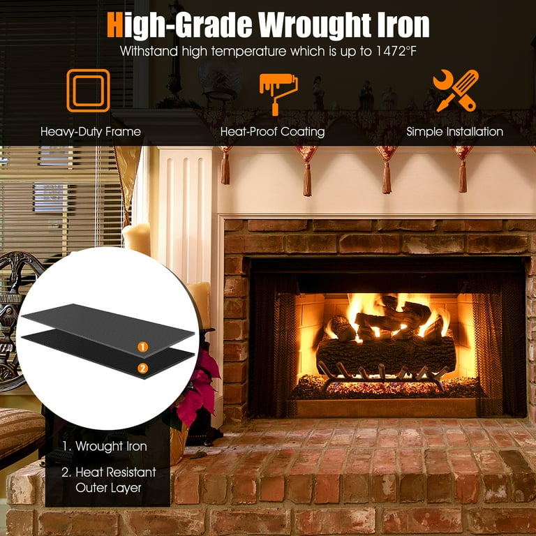 Fireplace Grates 17" Heavy Duty Fireplace Grate With Ember Retainer - 6-Bar Steel Wood Holder For Indoor/Outdoor Use Firewood Holder Rack