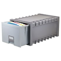 Storex Plastic Archive Drawer, Holds Letter Size Hanging Folders, 24 inch Depth, Gray and Granite, 1-Pack