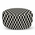 thumbnail image 1 of Minimalist Pouf Cover with Zipper, Geometric Curved Groovy Shapes Contemporary Classic Lattice Design, Soft Decorative Fabric Unstuffed Case, 30" W X 17.3" L, Ivory and Charcoal Grey, by Ambesonne, 1 of 5