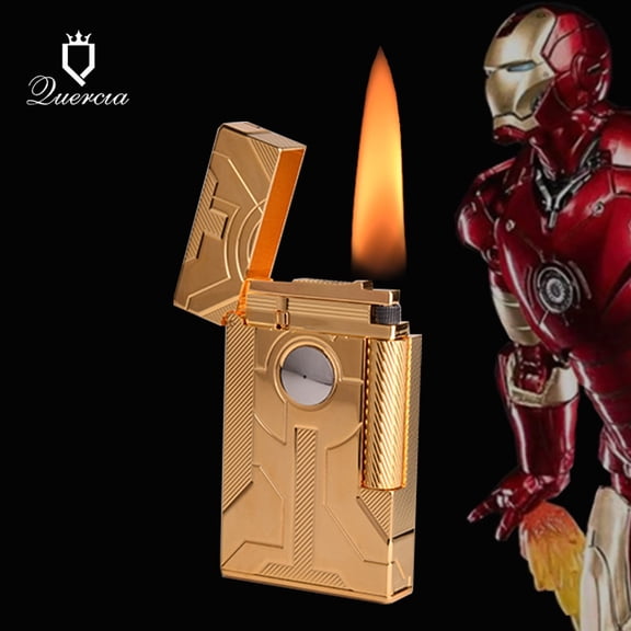 Kerosene lighter, Top Metal Pocket Lighter Daily Use, Sold Without Fuel.,SKU01015-黑色款钢铁侠