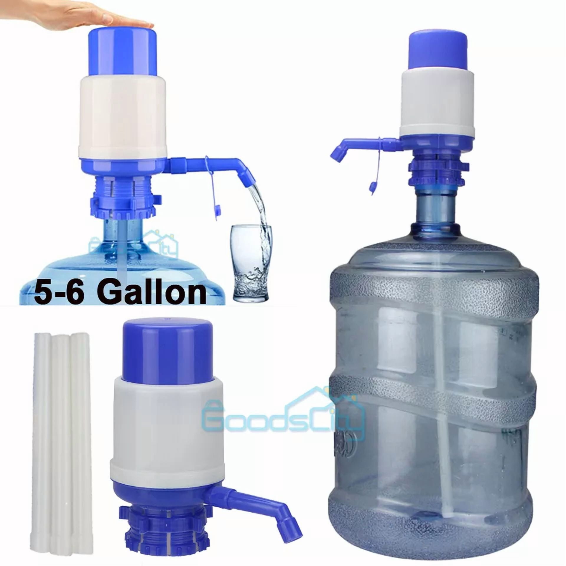 4/5/6 Gallon Hand Press Water Pump Dispenser Manual Bottled Drinking Water +Hose