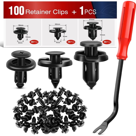 Nilight 100PCS Car Retainer Clips 7mm 8mm 10mm Nylon Push Type Retainer Clips,Bumper Fastener Rivet Clips for Subaru 90914-0007, 90913-0067,90914-0051,1PC Bonus Fastener Remover