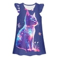 thumbnail image 3 of WhouRiu Girls Summer Cartoon Graphic Dresses Sleeveless Flutter Sleeve Crew Neck Dress Kids Comfortable Cute Party Nightgown,4-5 Years, 3 of 3