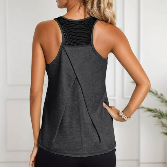 Tank Top for Women Racerback Loose Fit Sleeveless Workout Tops (Dark Gray XXL)