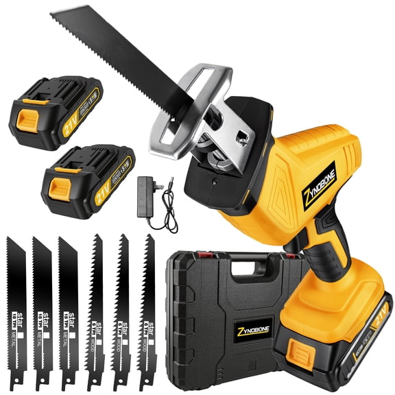 ZYNOBONE 21V Cordless Reciprocating Saw, 8 Blades, Dual 21V Batteries & Charger