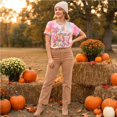 thumbnail image 5 of Halloween Women's Fall Short-Sleeve T-Shirts Autumn Pumpkin Printed Tshirts Western Country Music Graphic Tees Pink XXL, 5 of 7