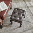thumbnail image 4 of ZIRKOOON Taburete de madera cuadrado de madera de caucho, reposapiés otomano, cojín de cuero, taburete para sofá para sala de estar, dormitorio, montaje simple (marrón oscuro), 4 of 5