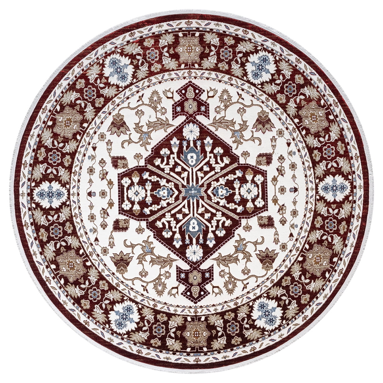 United Weavers Riviera Delphine Round Rug, Border Pattern, Burgundy, 7'11" X 7'11"