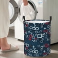 thumbnail image 4 of Goofa Navy Blue Geometric Printed Circular Hamper,Laundry Basket with Handles,Storage Baskets Foldable,Large Capacity Laundry Hamper-Medium, 4 of 8