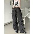 thumbnail image 3 of Biekopu Women Baggy Cargo Sweatpants Solid Color Drawstring Straight Leg Joggers Pants Casual Trousers for Streetwear, 3 of 8