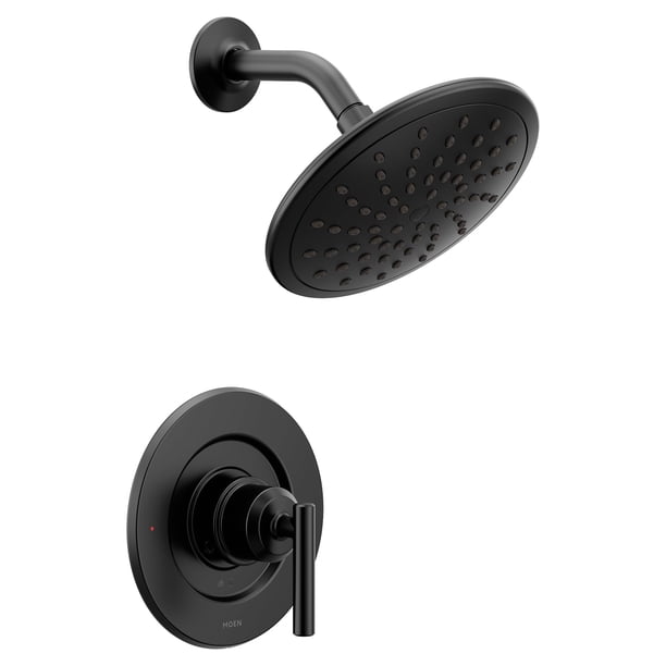 Moldura de ducha Moen Gibson negro mate con cabezal de ducha tipo lluvia T300