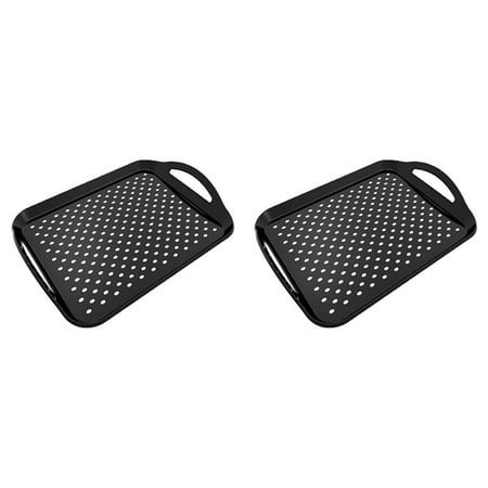 

2X Rectangular Non- Plastic Tray with Handle Black Tray with Handle Suitable Kitchen and Dining Room